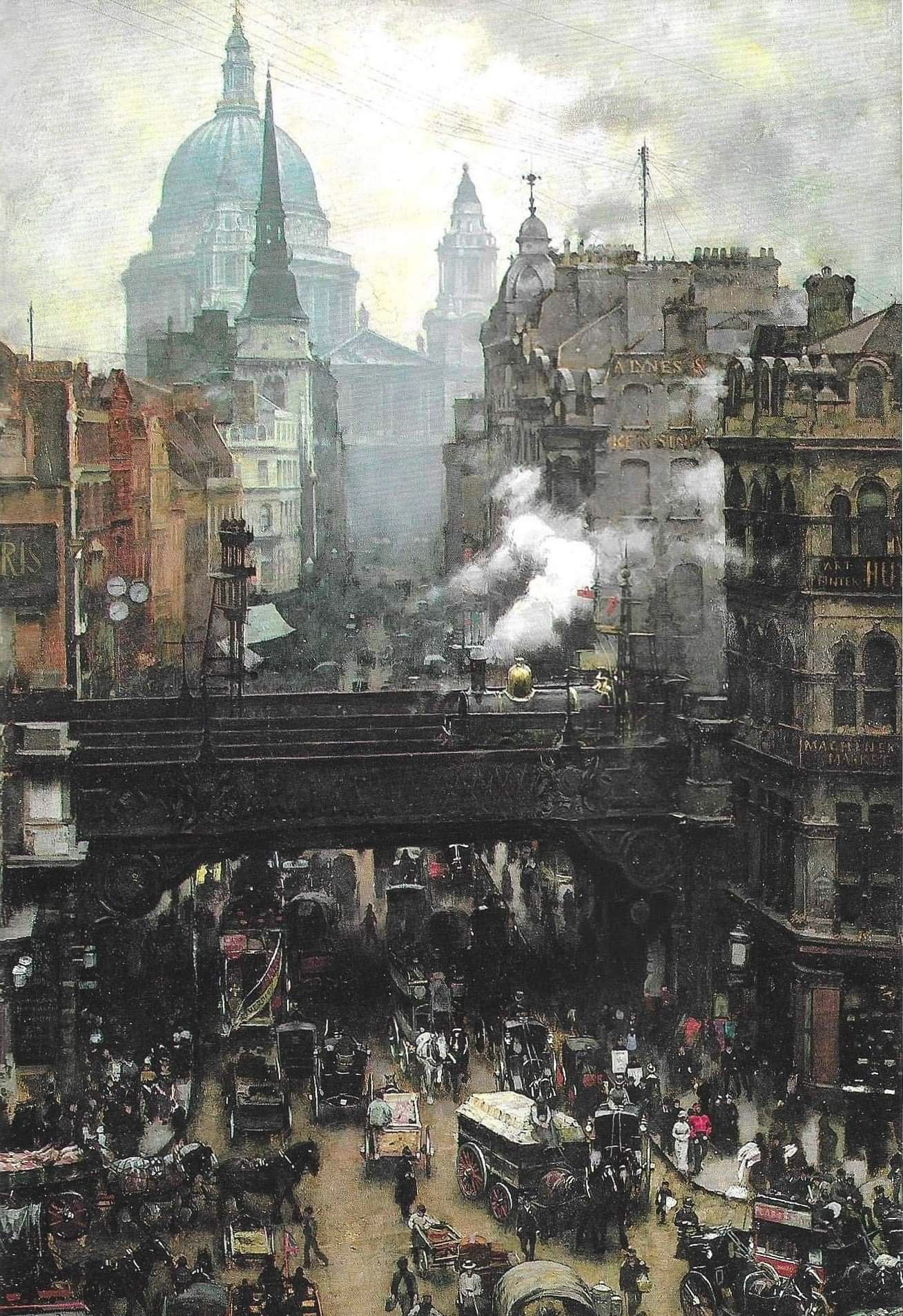 ウィリアム・ログズデイルの《セント・ポールとラドゲート・ヒル》1887年頃